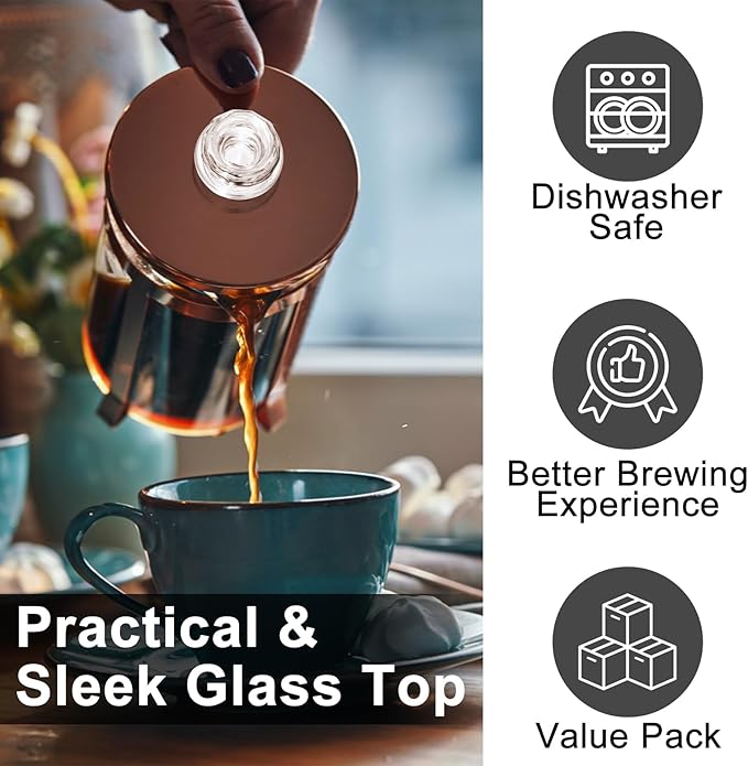 6 Pack Coffee Percolator Glass Top Replacement, Clear Coffee Filter Glass Knob for Electric and Stove Pots, Heat-Resistant Percolator Parts Camping Accessories for Coffee Filter and Makers