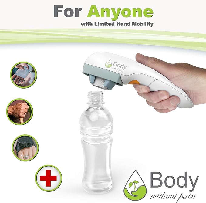Electric Bottle Opener for Seniors - Automatic Solution for Easy Opening of Water Bottles. Ideal for Weak Hands or Those with Arthritis. Perfect for Soda, Milk, Juice. Battery Powered.