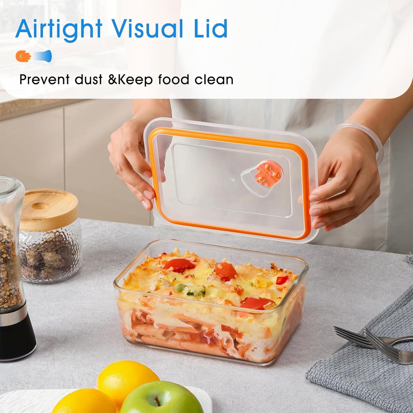 NUTRIUPS MIni-1.2QT Small Glass Baking Dish with Lid,（7×5 inches）Deep Rectangular Baking Dish for Oven