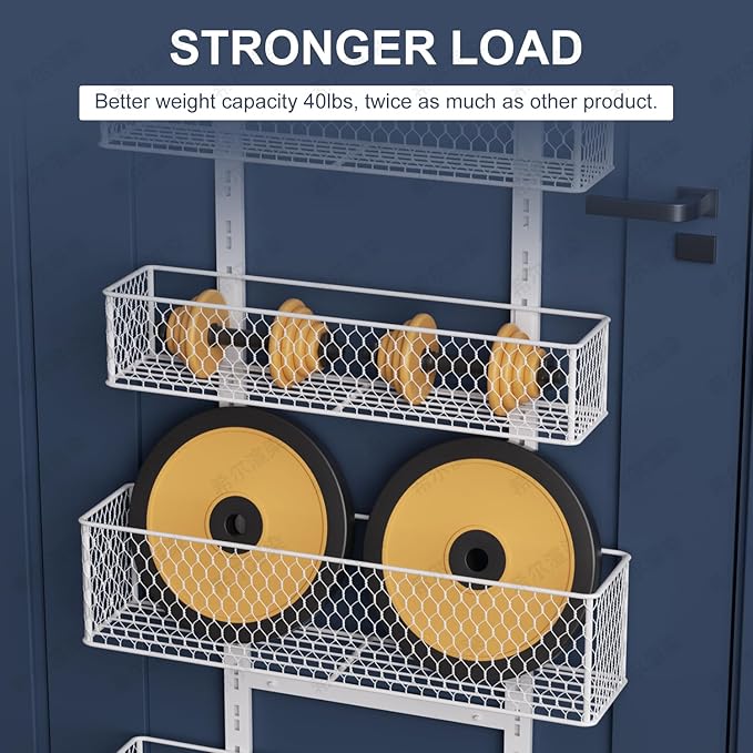 Bunoxea 6-Tier Over The Door Pantry Organizer,Hanging Spice Rack with Adjustable Basket,Over Door Racks,Pantry Organization And Storage, Laundry Room,Bathroom,Large Capacity,D5.3xW15.7xH60.9in
