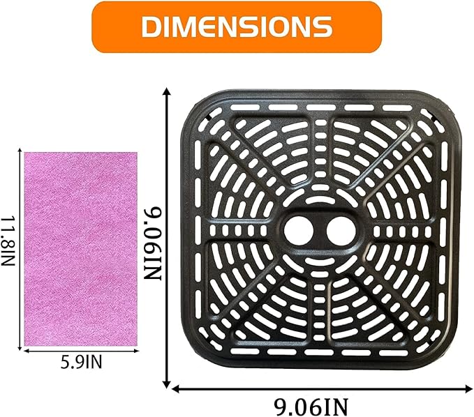 6.8QT Square Air Fryer Crisper Plate for COSORI Pro III Dual Blaze Air Fryers, Upgraded Air Fryer Grill Pan Plate Crisper Tray Griller Rack Grate Grid Insert Pan for 6.8QT COSORI Air Fryer