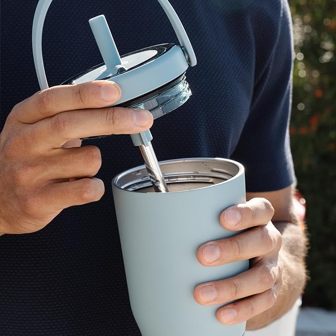 BrüMate Resa 25oz 100% Leakproof Travel Tumbler with Handle & Straw | Flexible SoftSip Straw | Silicone Sleeve for Durability | Stainless Steel | Cup Holder & Travel Friendly Water Bottle | (Eclipse)