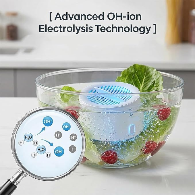 Genuine Premium Produce Cleaner, Fruit & Vegetable Cleaner Device, with Microbubble Electrolysis, Produce Machine-5-Min Auto Cleaning, Waterproof Food Purifier for Fruits, Vegetable (3PCS)