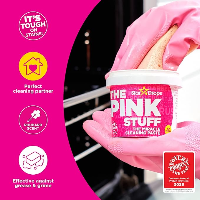 Stardrops - The Pink Stuff - The Miracle Scrubber Kit - 2 Tubs of The Miracle Cleaning Paste With Electric Scrubber Tool and 4 Cleaning Brush Heads, 6 Piece Set
