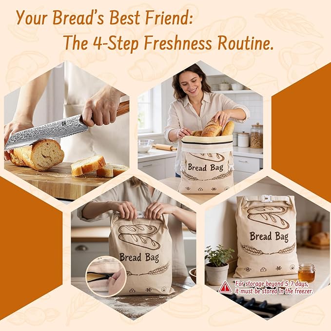 2-Pack Reusable Beeswax Bread Bags for Sourdough & HomemadeBread with Zipper, 16.5 x 13 inch bread bags for Food Storage