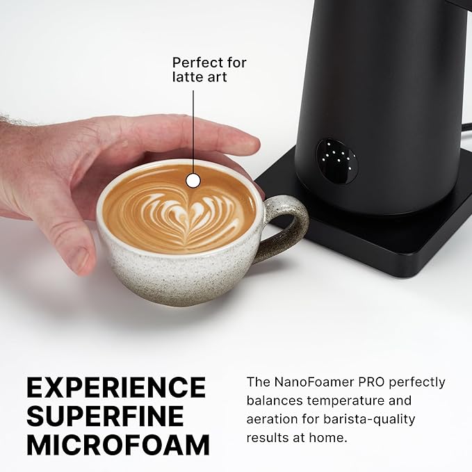 Subminimal NanoFoamer Milk Foamer Pro Gen-2 – Revolutionary Hands-Free Microfoam Maker for Cafe-Quality Foam, Coffee Bar Accessories for Dairy & Plant-Based Milk – US Plug Type