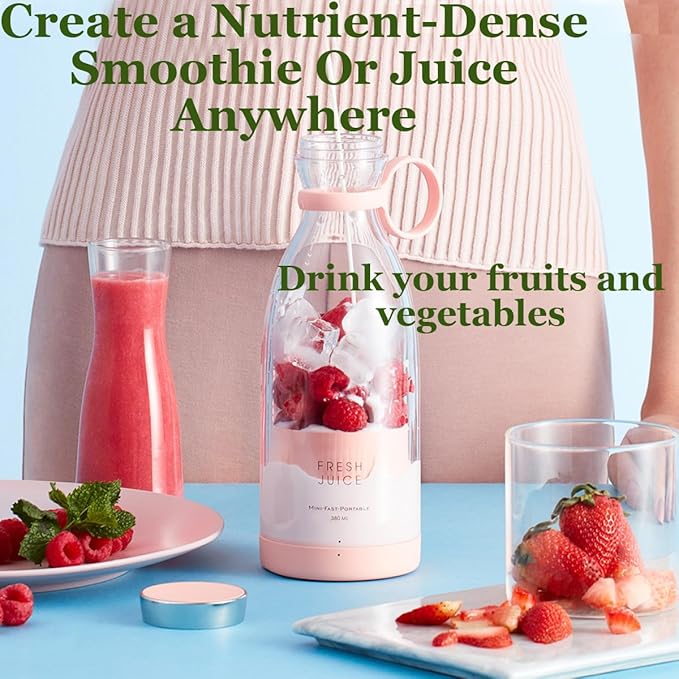 Upgraded Fresh Juice Blender Portable, Juicer Portable Blender Shake, 380ML USB/Magnetic Charging for Shakes and Smoothies, with Travel Cup and Lid (Black,Magnetic charging)