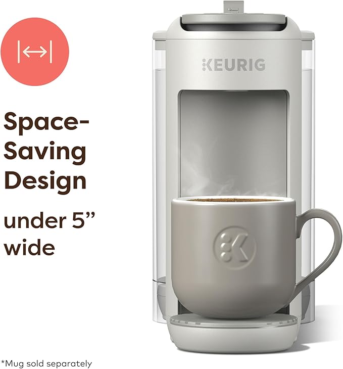 Keurig K-Mini Mate Plus Single-Serve K-Cup Pod Coffee Maker, Compact, 3 Cup Sizes, Brew Over Ice and Strong Button Features, 50 oz Removable Reservoir, Warm Stone