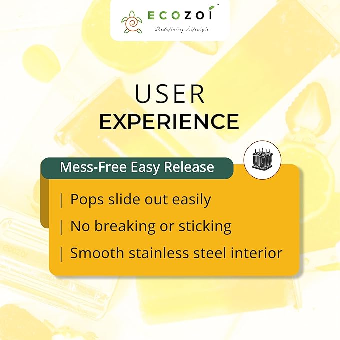 Ecozoi Stainless Steel Popsicle Molds – Reusable Metal Paleta Maker Set with 6 Molds, 6 Sticks, 12 Silicone Seals & Cleaning Brush – Easy Release Ice Pop Maker for Kids & Adults, 3 oz Each