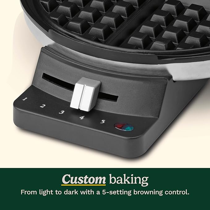 Cuisinart Waffle Maker,1250W Round Classic Waffle Iron,5-Setting Adjustable Browning Control,WMR-CAP2,Brushed Stainless,(Pack of 2)