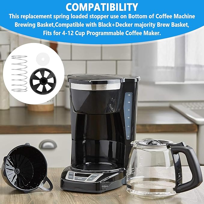 Coffee Machine Brewing Basket Bottom Spring Loaded Stopper Kits Fits For Black+Decker Coffee Makers Brew Basket, Fits For Mr. Coffee Majority 4-12 Cup Drip Coffee Makers