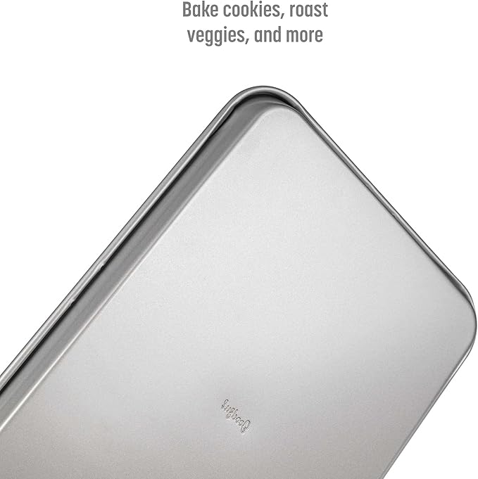 Goodful Nonstick Cookie Baking Sheet Set, Heavy Duty Carbon Steel with Quick Release Coating, Made without PFOA, Dishwasher Safe, 2-Pack Bakeware Set, 17-Inch x 12-Inch and 15-Inch x 10-Inch, Gray