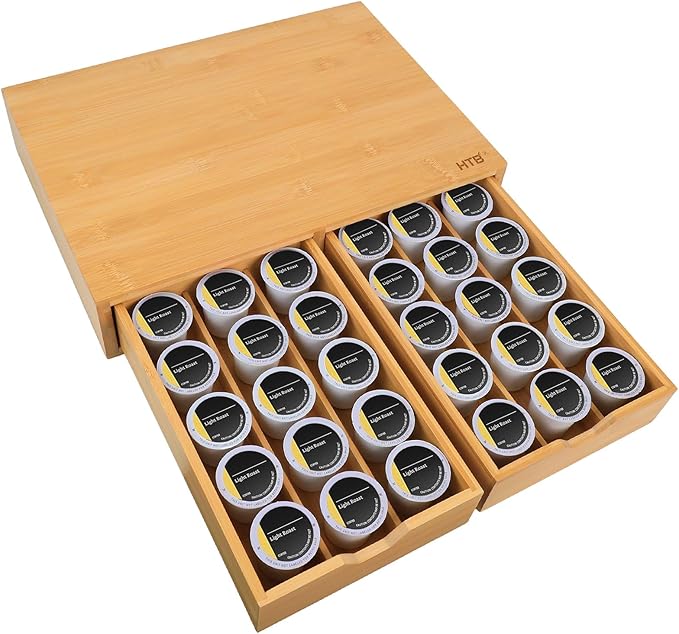 HTB K Cup Holder Compatible with K Cups,Coffee Pod Holder Holds Up 30 Cups,K Cup Organizer Storage Drawer