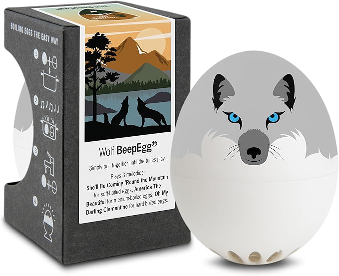 Wolf BeepEgg – Egg Timer for Boiling Eggs – Musical Egg Cooker for Soft, Medium, Hard Boiled Eggs – Food Safe – Singing Floating Egg Timer – Egg Cooker for 3 Levels of Doneness - Brainstream