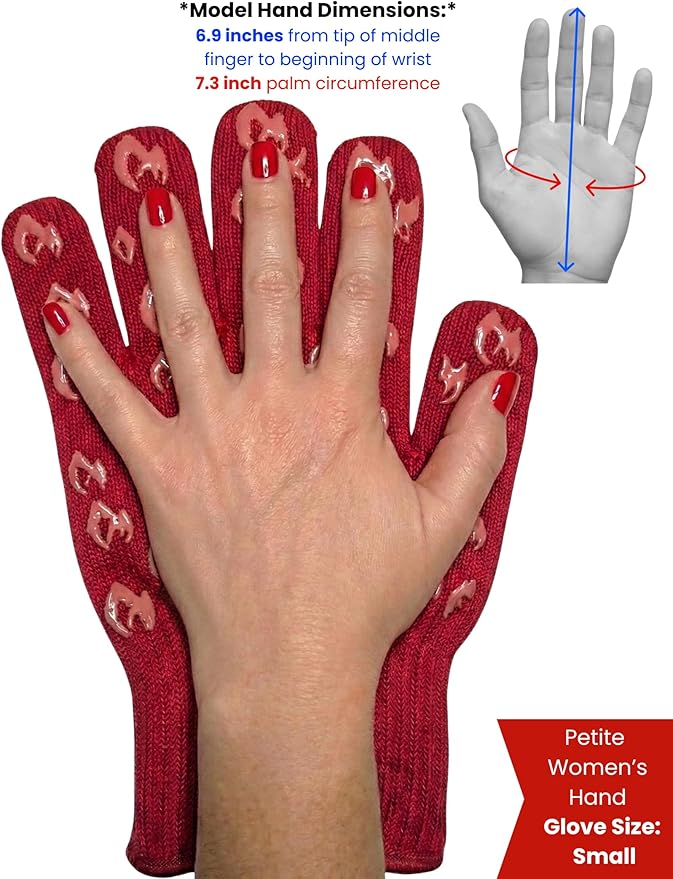 Grill Armor Oven Gloves with Fingers – 932°F Heat, Fire & Cut Resistant Mitts for BBQ, Grill, Cooking, Grilling, Baking, Smoker & Fire Pit