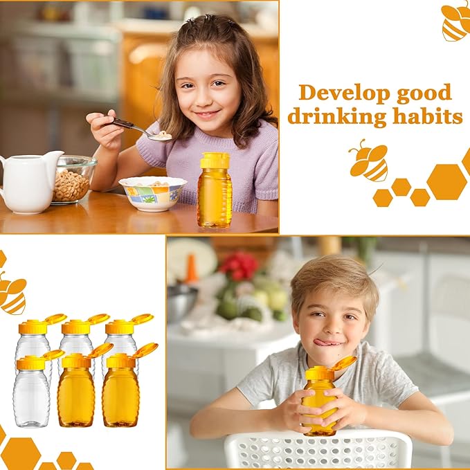 Hoolerry 32 Pieces 5 oz Clear Plastic Honey Bottles Squeeze Honey Containers Jars Empty Refillable Honey Holder with Leak Proof Flip Lid for Storing and Dispensing Food Syrup Sauce