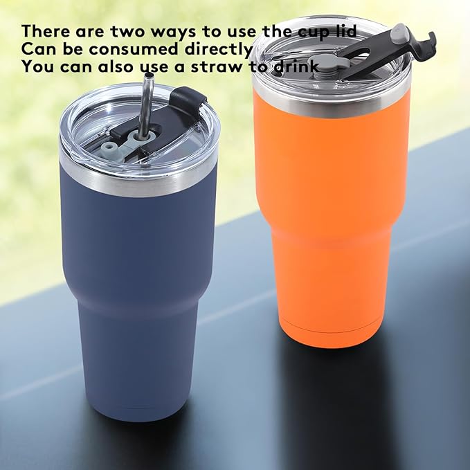 8 Pack 30oz Insulated Tumbler with Lids and Straw, Stainless Steel Travel Coffee Tumbler,Powder Coated Travel Mug (Mixed color)