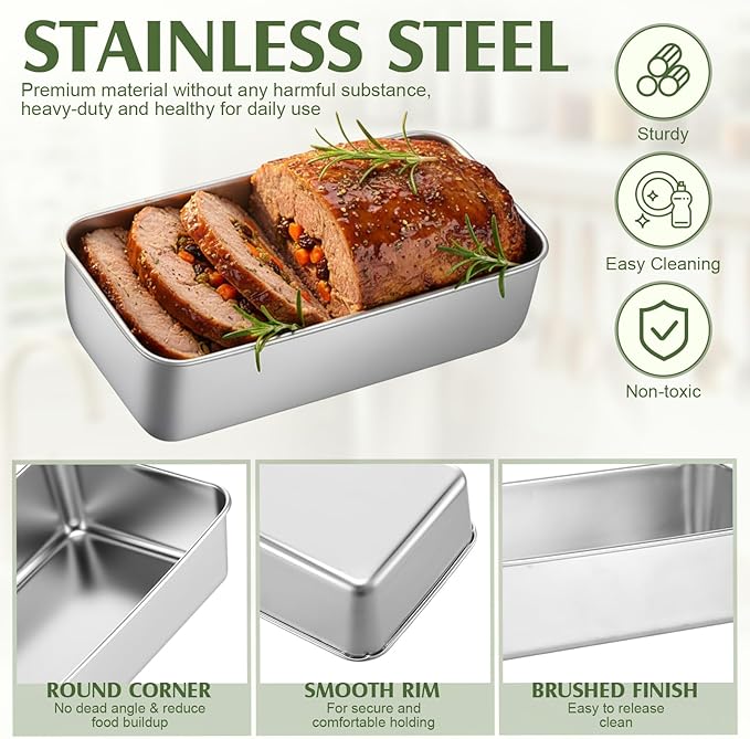 10 Pack Stainless Steel Loaf Pan Set 9 x 5 Inch Bread Baking Pans Banana Loaf Tins For Baking Cake Meatloaf Brownies Sourdough Lasagnas Dishwasher Safe