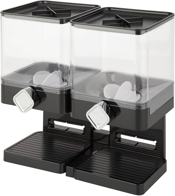 Honey-Can-Do Zevro Compact Dry Food Dispenser, Dual Control, Black/Chrome