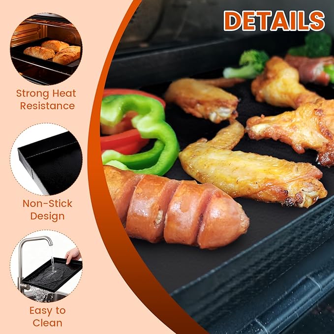 Professional-Grade 4-Pack PTFE Solid Oven Baskets, 11x11x1 Inch Non-Stick Solid Oven Trays for Commercial Kitchens & High-Volume Cooking