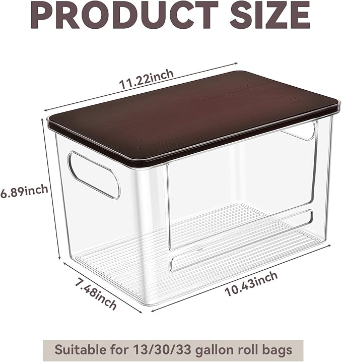 Trash Bag Dispenser, Trash Bag Holder Dispenser with Bamboo Top, Extra Large Garbage Bag Holder Dispenser Trash Bag Organizer Under Sink for Kitchen, Pantry, Laundry Room