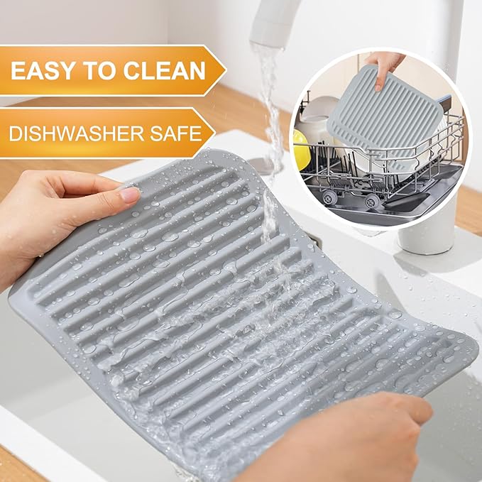 9"x12" Large Silicone Trivets for Hot Pots and Pans, Hot Dishes, 2 Heat Resistant Non Slip Mats for Countertop Table, Silicone Pot Holders Hot Pads for Kitchen, Food Grade & BPA Free, Gray