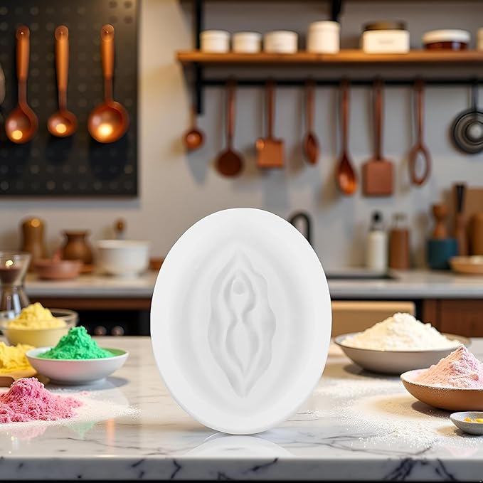 2Pcs White Women Genital Shape Chocolate Mold Novelty Candy Making Molds Silicone DIY Mould Jelly Tray Fondant Cake Making Supplies Pastry and Baking Molds Bakeware