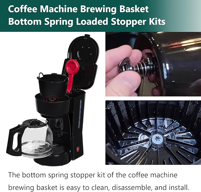 Coffee Machine Brewing Basket Bottom Spring Loaded Stopper Kits for Coffee Makers Brew Basket, Replacement for Mr. Coffee Hamilton Coffee Machine Accessory 990117900 990237500(2 PC)