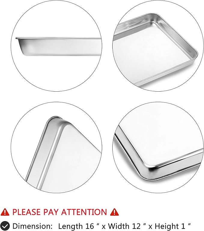Cookie Sheet Baking Sheet, Bastwe Stainless Steel Bakeware Oven Tray, 16 inch Commercial Grade Professional Bakeware, Healthy & Non-toxic, Mirror Finish & Rustproof, Easy Clean & Dishwasher Safe