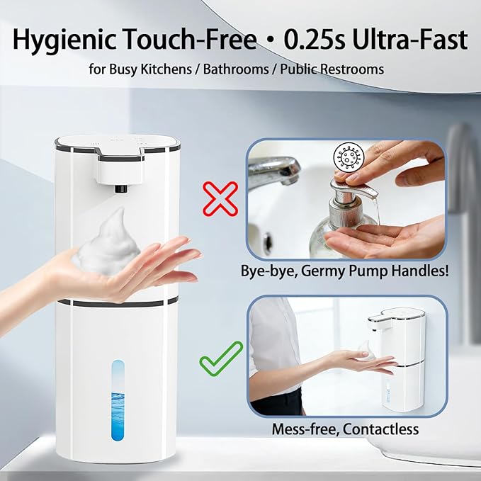 Automatic Soap Dispenser, Dish & Hand Foaming Soap Dispenser for Bathroom Kitchen, Liquid Auto Smart Electric Foam Pump Touchless，420ml-4 Levels Adjustable