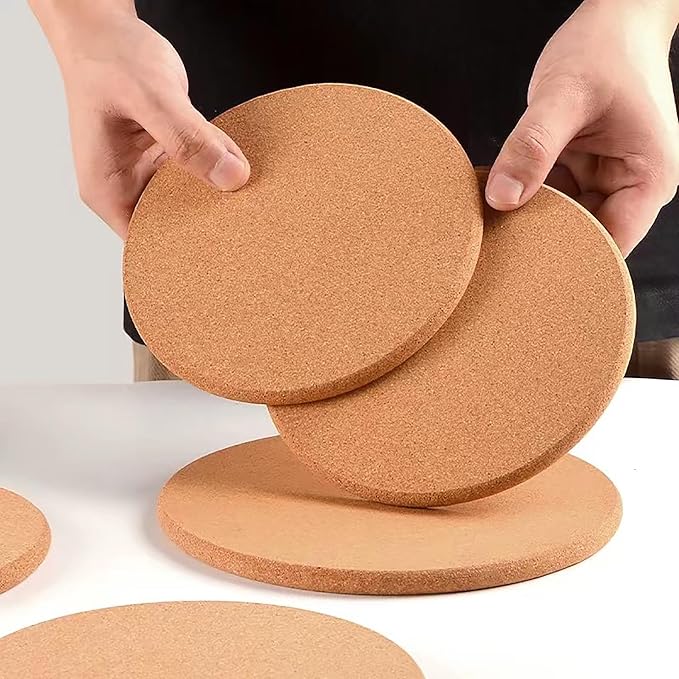 Cork Trivet, 4 Pack High Density Thick Cork Coasters Set for Hot Dishes, 8 Inch Heat Resistant Multifunctional Corks Trivets for Hot Dishes, Hot Pads for Kitchen, Table, Countertops