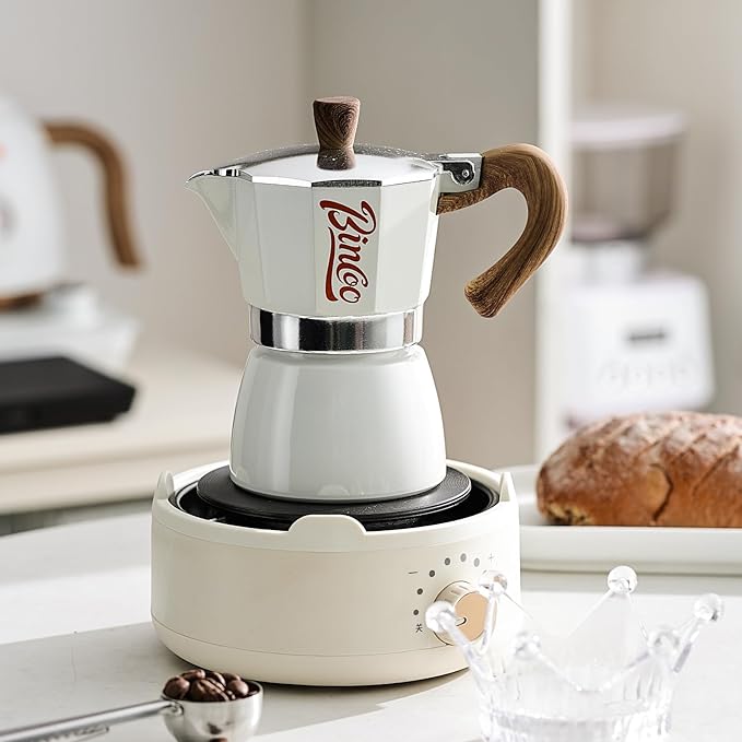 Espresso Maker Stovetop, Moka Pot 3 Cups, Espresso Pot Classic Italian Coffee Maker,Single Safety Valve (Blue, 3 Cup)