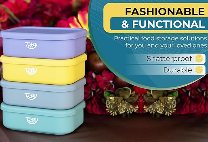 Premium Silicone Bento Box 30 oz – Reusable, Leakproof, BPA-Free Lunch Container – Microwave & Dishwasher Safe – Perfect for Dog Meals, School Lunch, Office, or Travel – Eco-Friendly (Yellow)