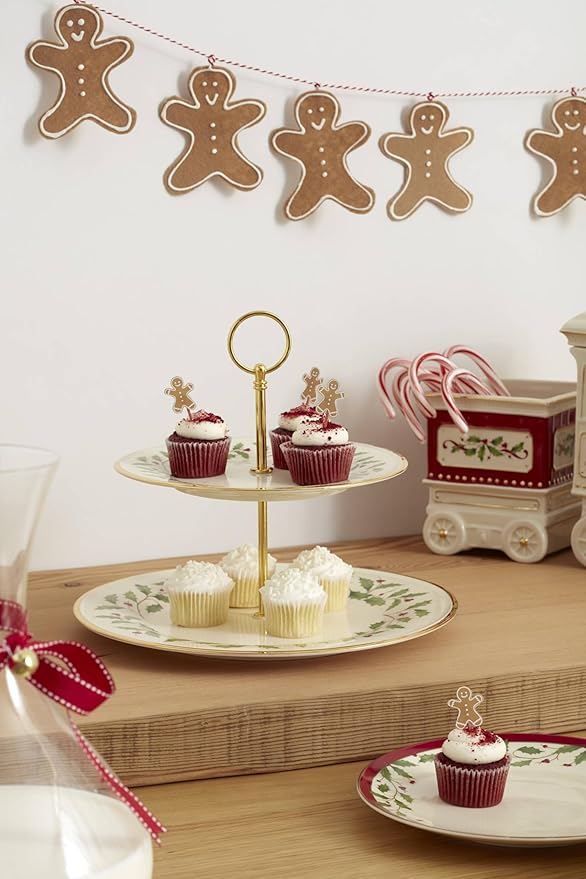 Lenox 893490 Holiday 2-Tiered Server, Christmas Dinnerware