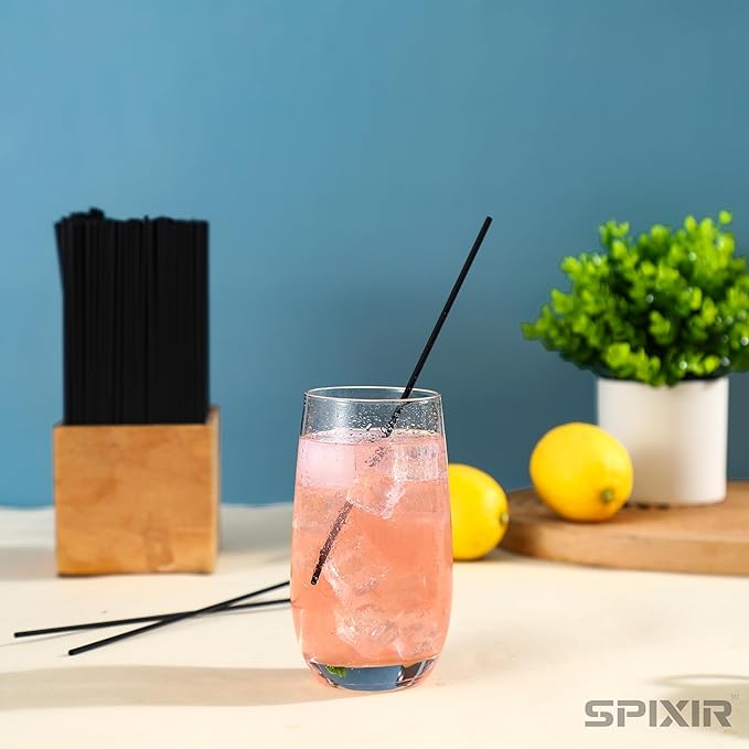 Stir Sticks, Coffee Stirrer Straw, Black Cocktail Straws 7.87-inch, 1000pcs Plastic Straws Disposable, Swizzle Sticks for Cocktails or Coffee & Drinks