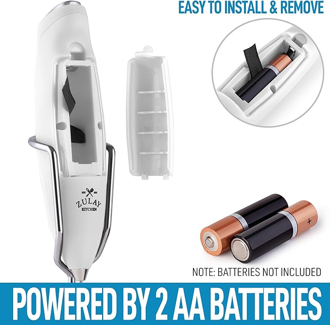 PRO MILK FROTHER WAND - ULTRA HIGH SPEED HANDHELD FROTHER - UPGRADED STAND - Powerful Handheld Mixer with Infinite Uses - Super Instant Electric Foam Maker with Stainless Steel Whisk (White)
