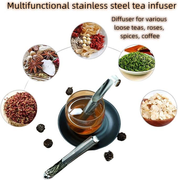2 Sets Upgraded Version Tea Strainer, Tea Diffusers For Loose Tea，It Is Also Equipped With A Base And A Brush For Easy Placement，Tea Infuser For Loose Leaf Tea Applicable To Office, Home, Travel