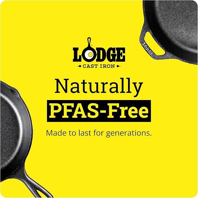 Lodge 9 Inch Cast Iron Pie Pan - PFAS-Free Pre-Seasoned Bakeware for Flaky Crusts, Deep Dish Pies, and Quiches - Dual Handle Design - Made in the USA