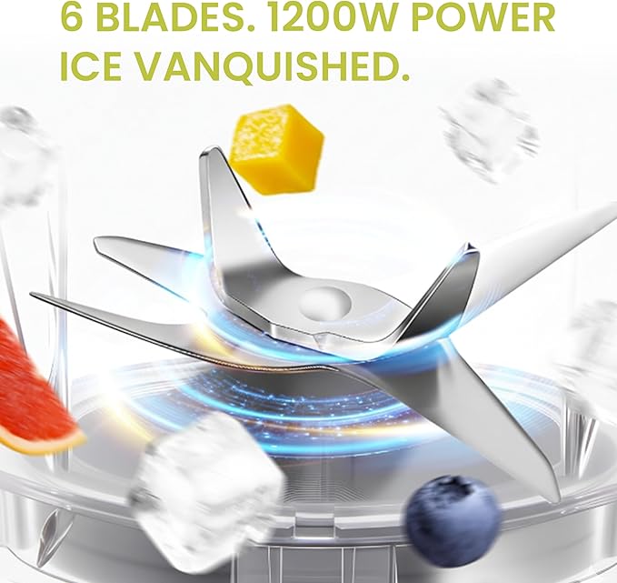Simple Deluxe Smoothie Blender, 1200W Powerful Countertop Blenders for Kitchen, 60 oz Capacity Blender for Smoothies with BPA-Free Portable Cups, Ice Crushing, Juices, Shakes and Sauces, Silver