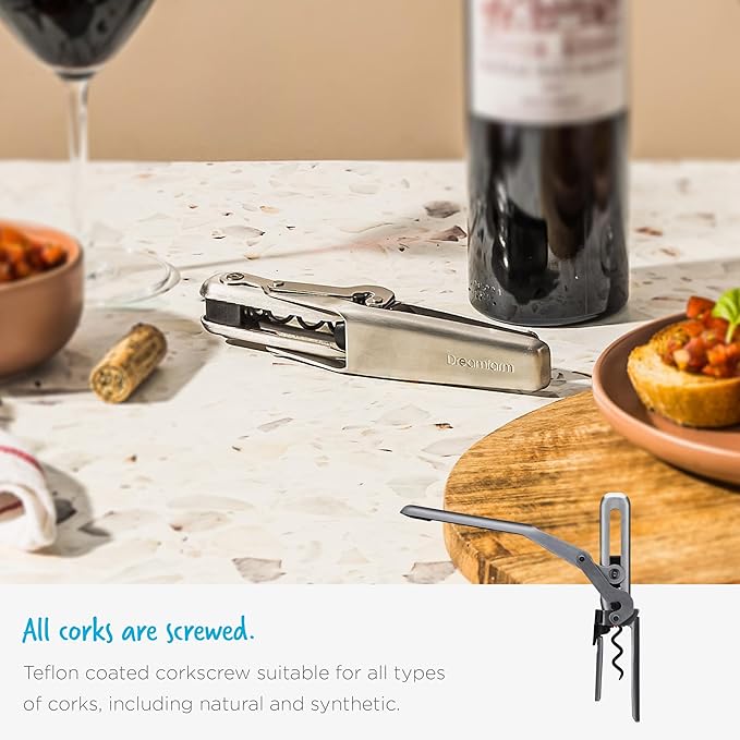 Dreamfarm Winopen Automatic Pocket Wine Corkscrew, Space-Saving Wine Opener with Foil Cutter - Stainless Steel