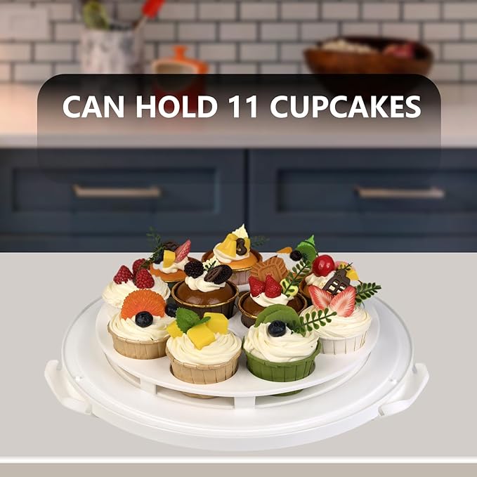 10 inch Round Cake Carrier Box with Lid and Handle, Transportation Insulated Bag for Cakes, Cupcakes and Pies, Triple Locking Design for Safe Transportation (Grey, 5.5 Inches High)