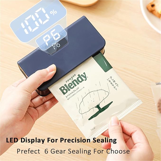 Vacuum Sealer Machine, Plastic Bags Sealer Mini Heat Bag Sealing Machine 2 In 1 Food Packaging Portable for Food(Blue)