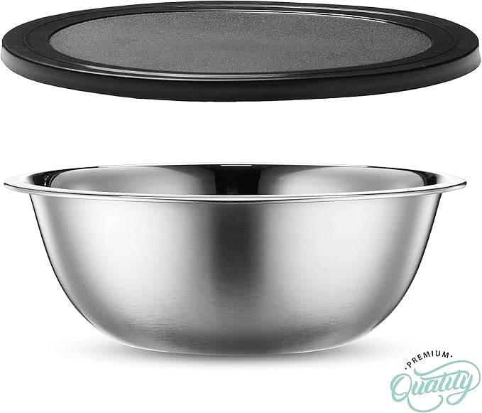 WHYSKO Stainless Steel Mixing Bowl Set, 10 Piece Stainless Steel Mixing Bowls with Lids Set for Food Prep Storage and Serving, Dishwasher Safe for Kitchen Baking Cooking, Silver