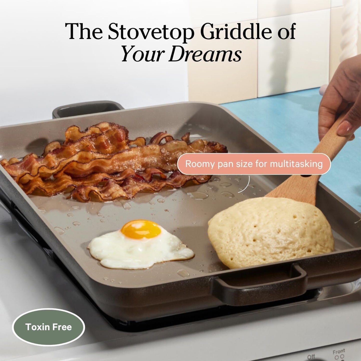 Our Place Griddle Pan - Versatile Nonstick Ceramic Sheet Pan & Stovetop Griddle | Toxin-Free, Dual-Use, with Ergonomic Handles | 5 Qt Capacity, Oven Safe up to 450°F | Sage