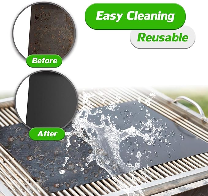 Renook Set of 12 Grill Mats for Outdoor Grill, BBQ Grilling Mat for Gas Grill, Non-Stick Cooking Sheets, Oven Liners, 15.75 X 13 Inch