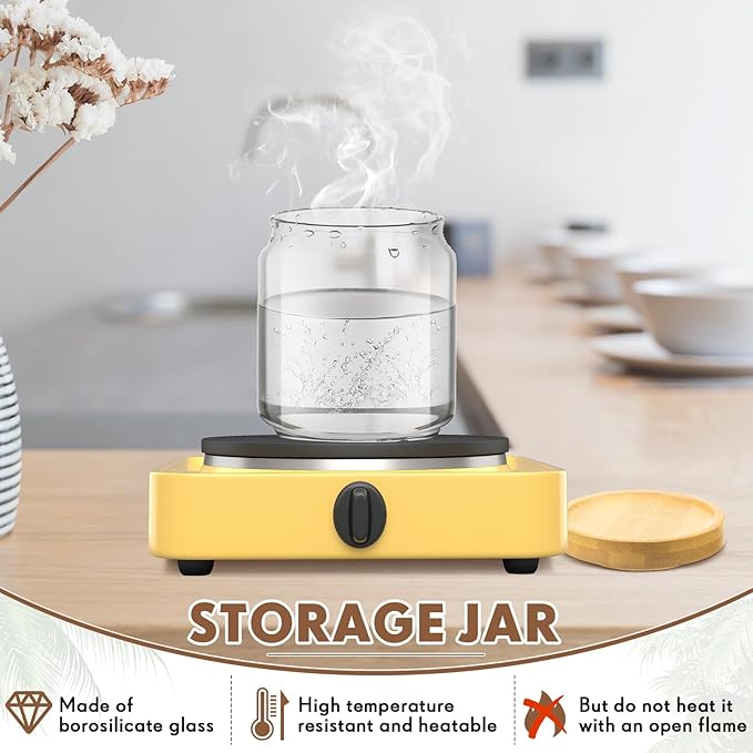 Irenare 1 Pack Glass Containers Canister Set, 17 oz Food Storage Spice Jars with Airtight Lids, Clear Kitchen Containers for Coffee Sugar Tea Beans Nuts Candy Pantry Organization (Bamboo)