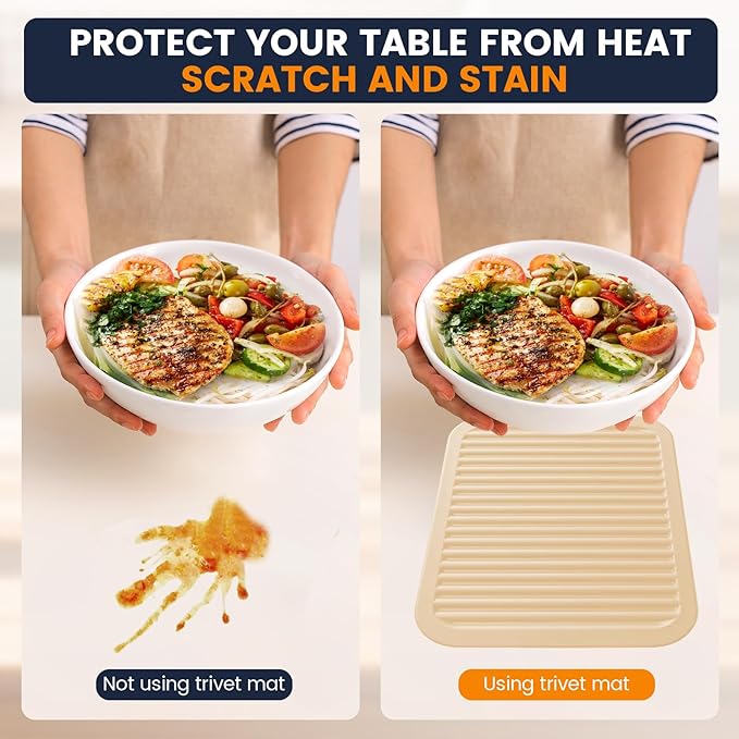 Silicone Trivet Mats 2 Heat Resistant Pot Holders Multipurpose Non-Slip Hot Pads for Kitchen Potholders, Drying mat, Jar Opener, Spoon Holder, Coaster.(Crescent Moon)