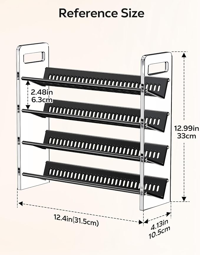 Nieifi Transparent & Black Spice Rack Rustproof, without Seasoning Jars,4-Tier Transparent ABS Plastic Spice Rack Organizer for Cabinet and Countertop,Thickened Corrosion-Resistant-Tiered Kitchen