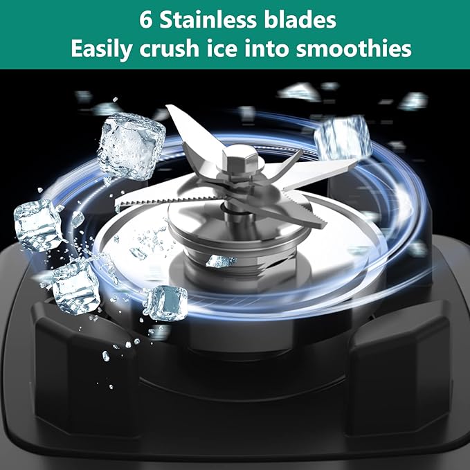 OMMO Blender 1800W, Professional High Speed Countertop Blender with Durable Stainless Steel Blades, 60oz BPA Free Blender for Shakes and Smoothies, Nuts, Ice and Fruits, Dishwasher Safe