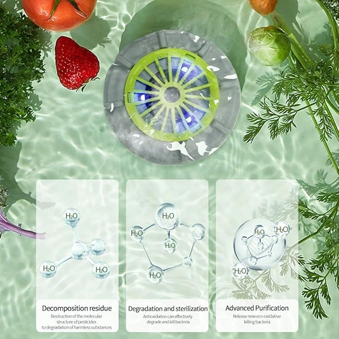 Efficient Portable Fruit and Vegetable Washers, Fruit and Vegetable Cleaning Machine, Electric Fruit Cleaner for Washing Fruits, Vegetables, Grain, Meat, Water-Proof & Wireless Charging (A)